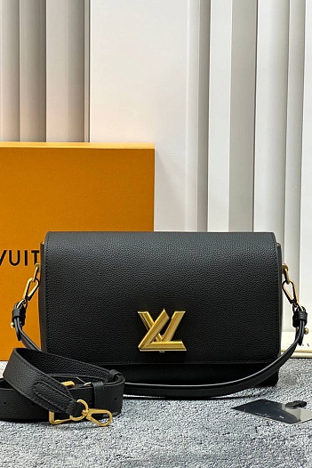 Женская кожаная сумка Louis Vuitton Soft Twist Premium 27x19x9 см - Black   