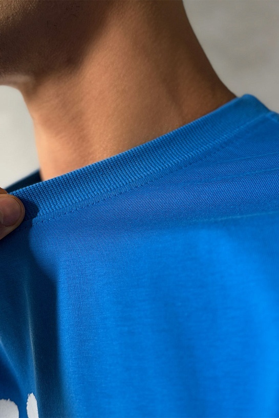 Синяя оверсайз футболка Off-White logo-print