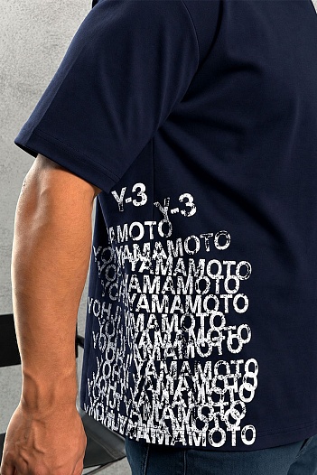 Мужская тёмно-синяя футболка Y-3 Yohji Yamamoto   