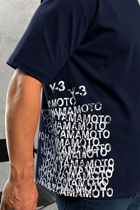 Мужская тёмно-синяя футболка Y-3 Yohji Yamamoto