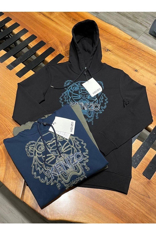Чёрное худи Kenzo Tiger Head embroidered