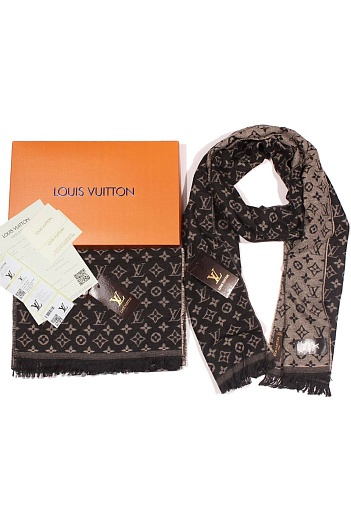 Мужской чёрный шарф Louis Vuitton 185x35 см   