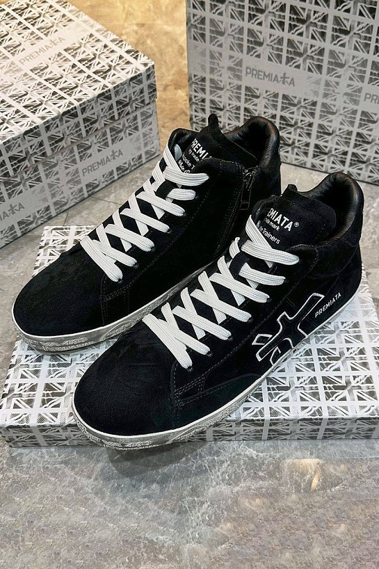 Замшевые кроссовки с мехом Premiata high-top - Black