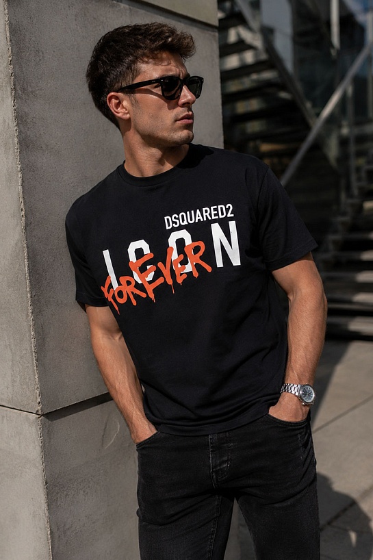 Мужская футболка Dsquared2 "ICON" Forever - Black