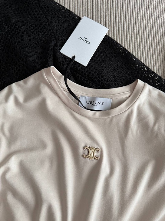 Женская бежевая футболка Celine premium