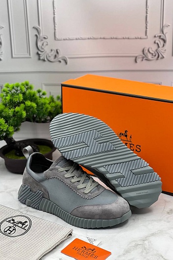 Мужские замшевые кроссовки Hermes Bouncing - Grey   