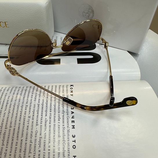 Солнцезащитные очки Versace Aviator - Brown / Gold