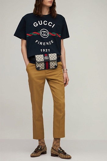 Чёрная оверсайз футболка Gucci Firenze 1921   