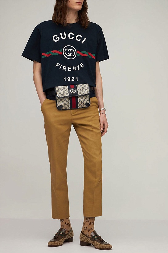 Чёрная оверсайз футболка Gucci Firenze 1921