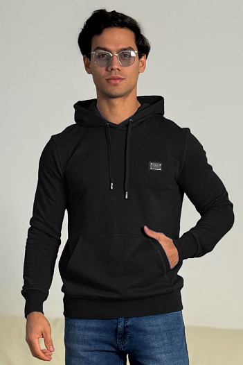 Мужское чёрное худи Dolce & Gabbana logo-plaque   