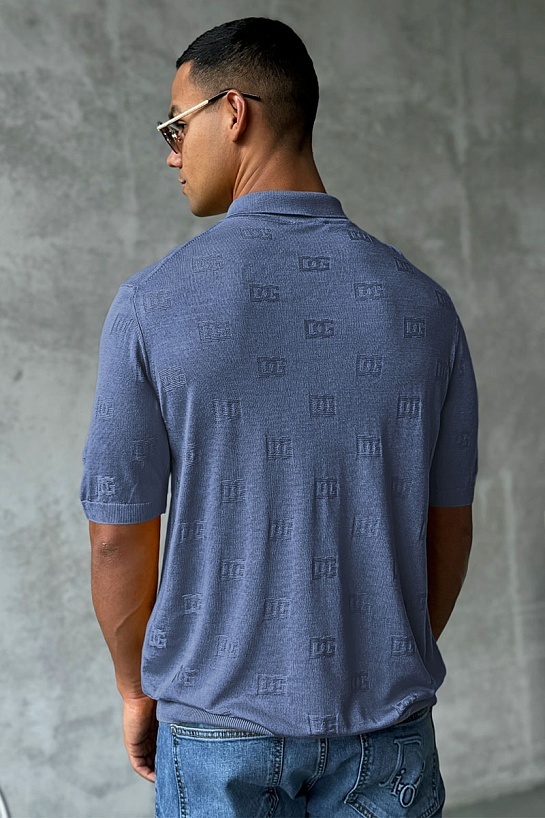 Мужское поло Dolce & Gabbana monogram all-over - Indigo