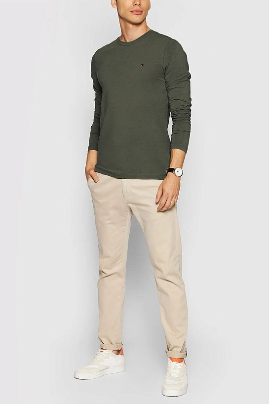 Мужской лонгслив Tommy Hilfiger зелёного цвета