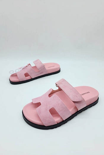 Женские замшевые сандалии Hermes Chypre - Pink   