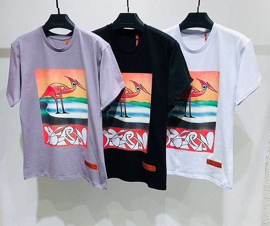 Фиолетовая оверсайз футболка Heron Preston abstract-print