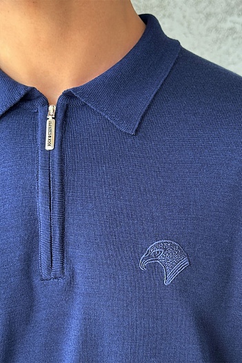 Мужское поло Stefano Ricci Eagle zip-neck - Navy   