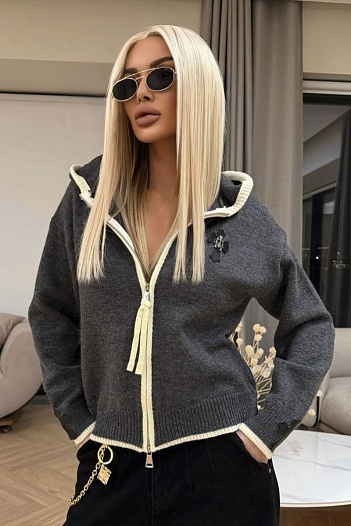 Женский кардиган на молнии Chrome Hearts premium - Grey   