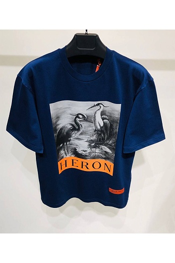 Тёмно-синяя оверсайз футболка Heron Preston   