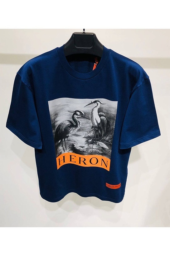 Тёмно-синяя оверсайз футболка Heron Preston
