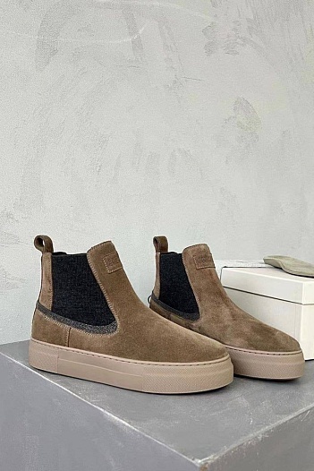 Женские замшевые ботинки Brunello Cucinelli Premium - Brown   