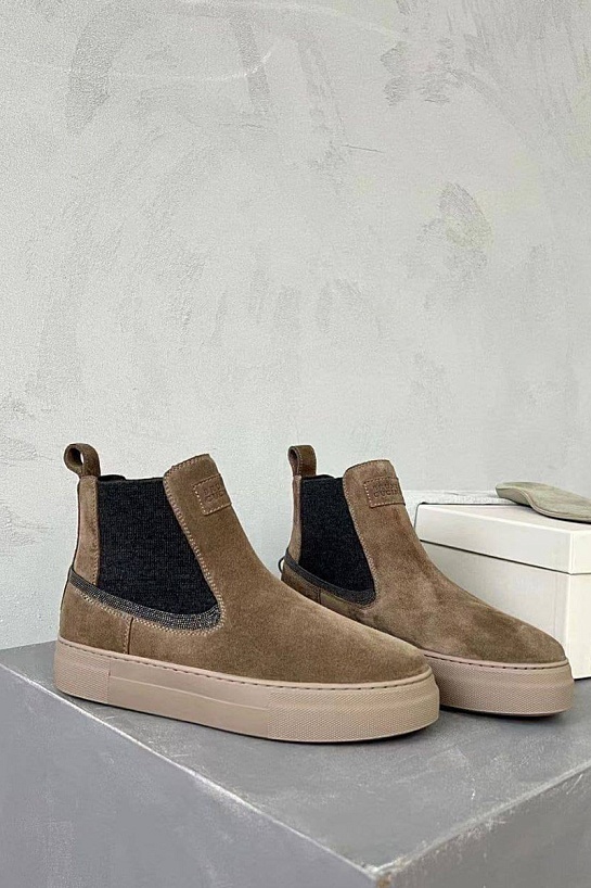 Женские замшевые ботинки Brunello Cucinelli Premium - Brown