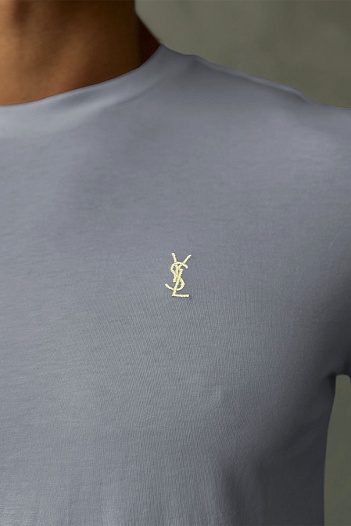 Мужская футболка Yves Saint Laurent logo-embroidered - Grey   