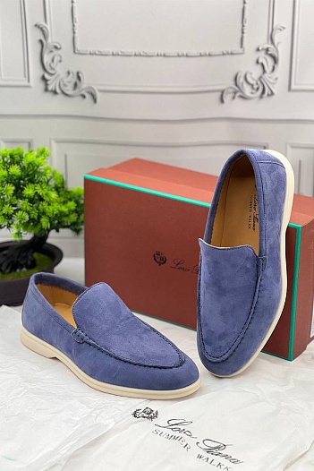 Замшевые лоферы Loro Piana Summer Walk - Blue   