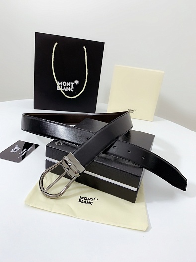 Двусторонний кожаный ремень Montblanc Premium (ширина 3.5 см)   