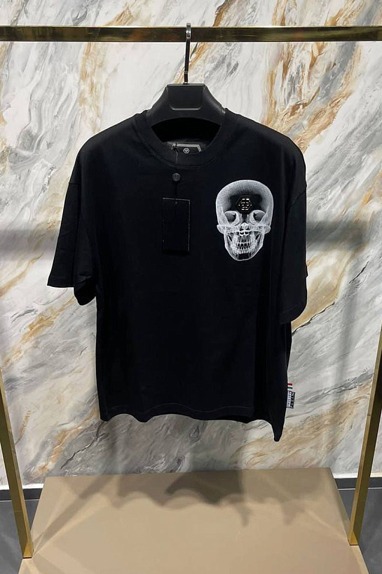 Чёрная оверсайз футболка Philipp Plein x-ray skull