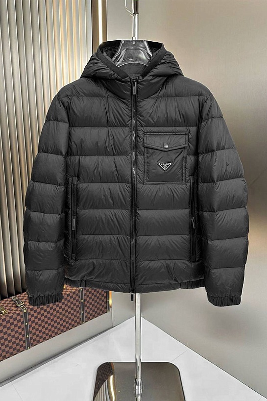 Мужской пуховик Prada logo-plaque - Black