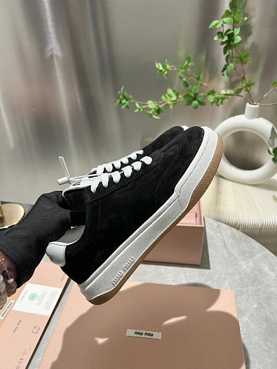 Женские замшевые кроссовки MIU MIU Premium - Black   