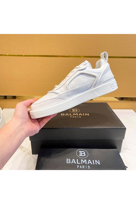 Комбинированные кроссовки Balmain белого цвета