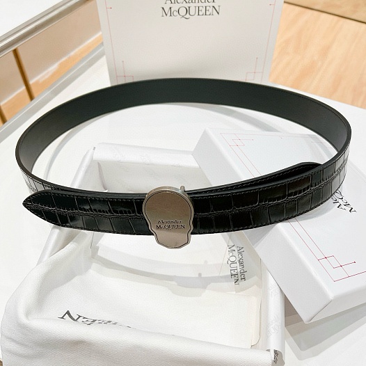 Кожаный ремень Alexander McQueen Skull Premium (ширина 3.5 см)   