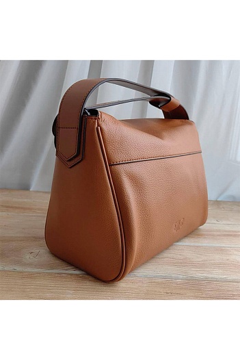 Кожаная сумка-хобо Medium Leaf 26x19 см - Brown   