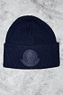 Мужская шапка тёмно-синего цвета Moncler logo-patch