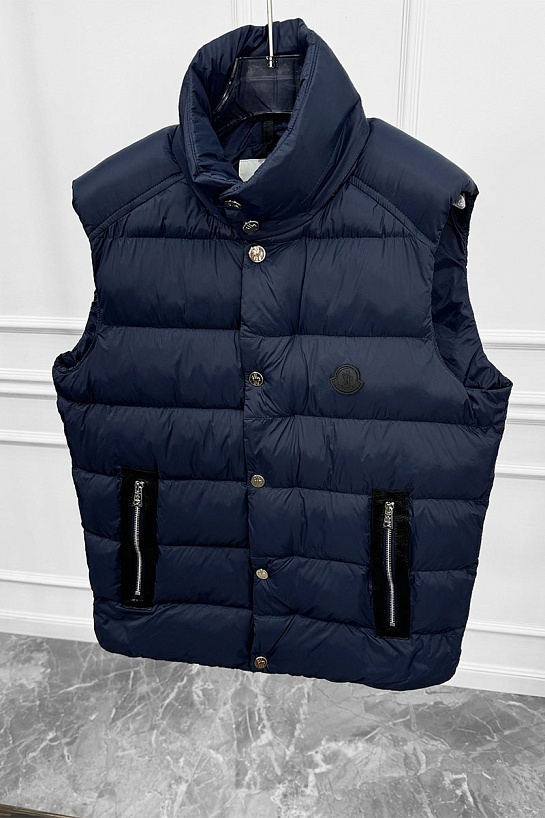 Тёмно-синий жилет Moncler Herniaire logo-patch