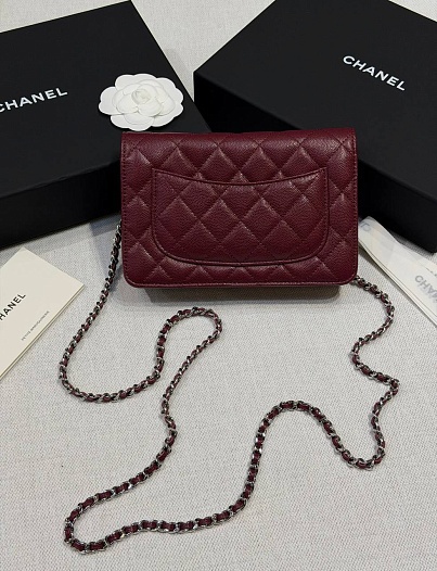 Кожаная сумка Chanel Wallet on Chain premium 19x12x4 см   