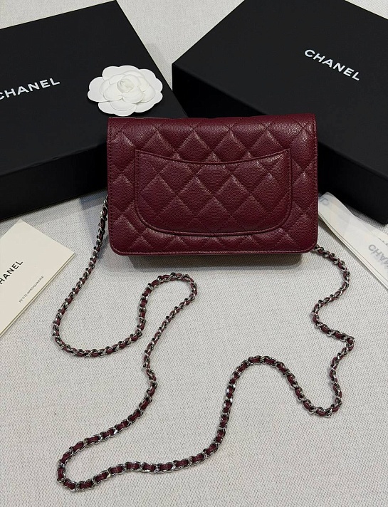 Кожаная сумка Chanel Wallet on Chain premium 19x12x4 см