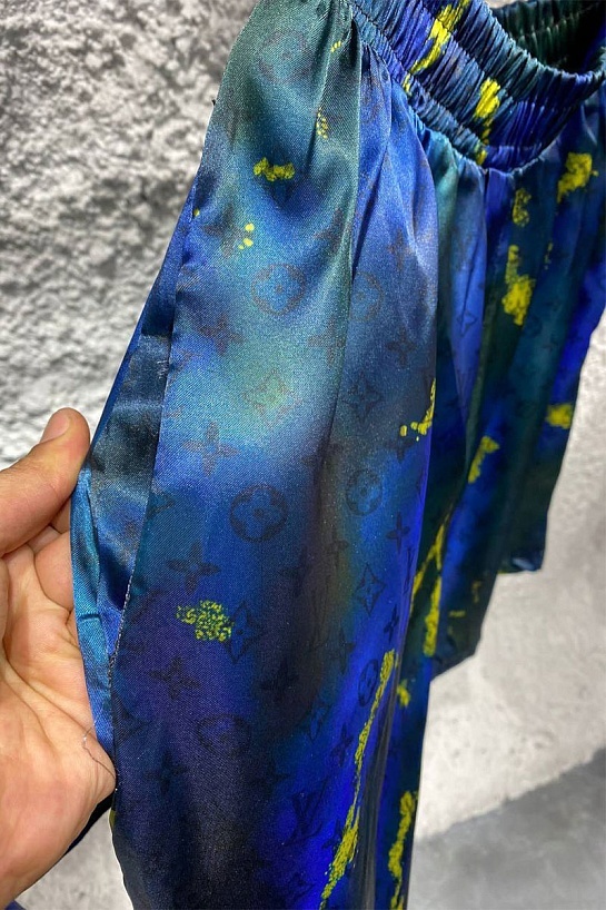 Брендовая мужская рубашка Louis Vuitton синего цвета