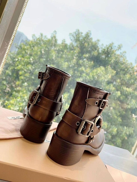 Женские кожаные ботинки MIU MIU Ankle Premium