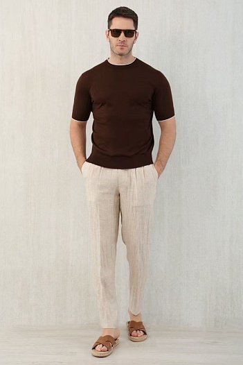 Льняные брюки Brunello Cucinelli Premium - Beige   