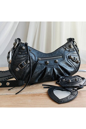 Кожаная сумка Balenciaga Le Cagole Small - Black 40x16 см   