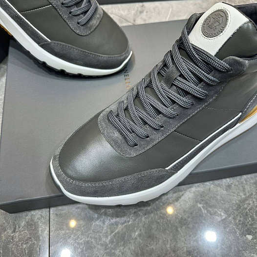 Кожаные кроссовки с мехом Brunello Cucinelli high-top - Grey   