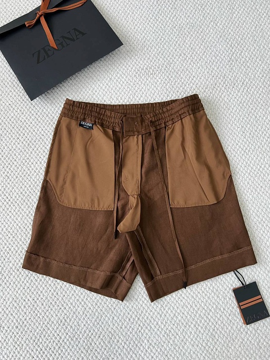 Льняные шорты коричневого цвета Zegna premium