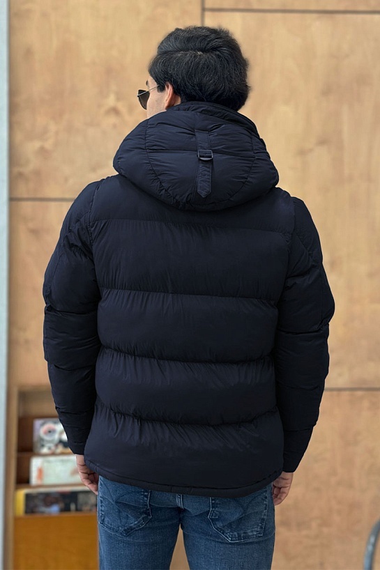 Синяя куртка со съёмными рукавами Burberry Lockwell logo-patch