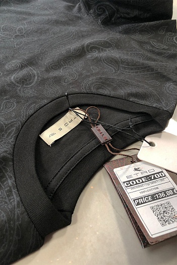 Чёрная мужская футболка Etro embroidered-logo   