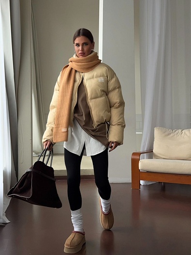 Бежевая женская куртка MIU MIU   