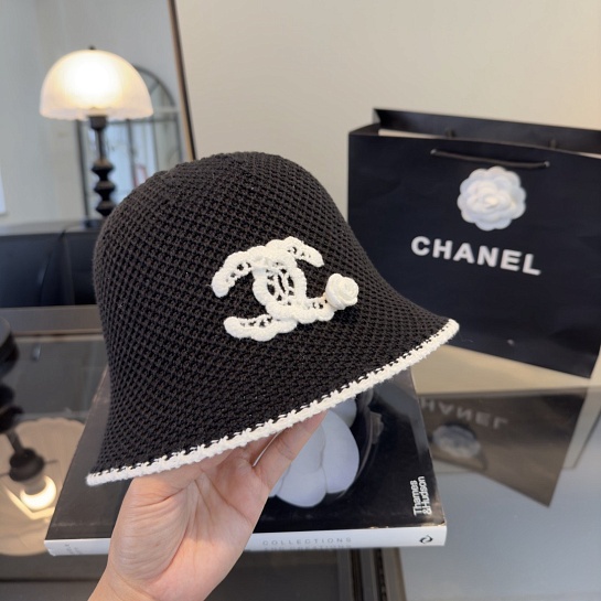 Чёрная вязаная панама Chanel premium
