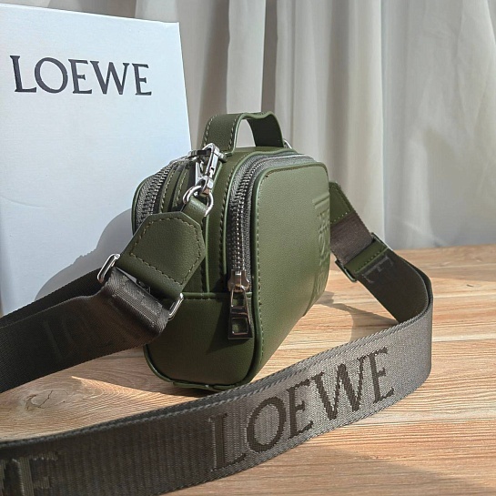 Кожаная сумка Loewe Mini Camera Crossbody 18x14 см - Green