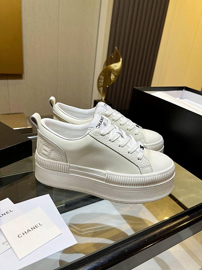 Женские кожаные кроссовки Chanel premium   