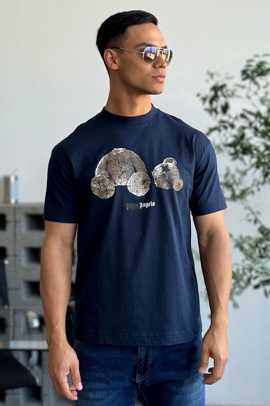 Мужская оверсайз футболка Palm Angels "Teddy Bear" - Navy